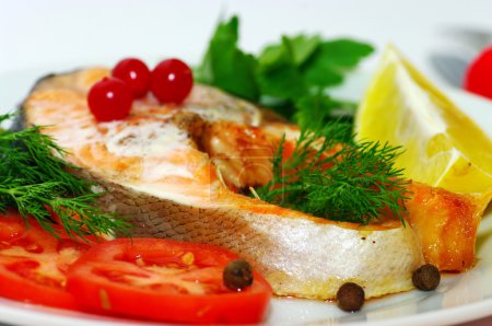 Fish dish - grilled fish with vegetables