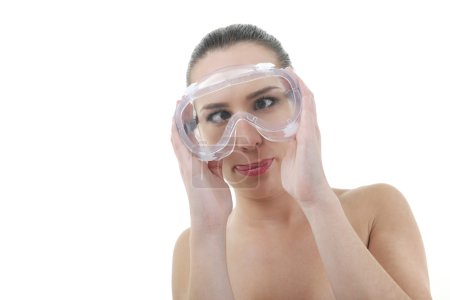 Woman with protection glasses