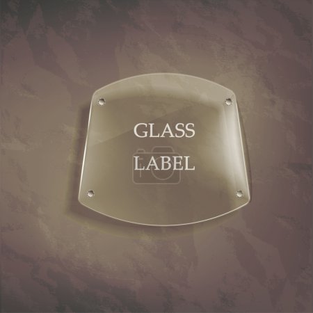 Transparent glass label on the wall