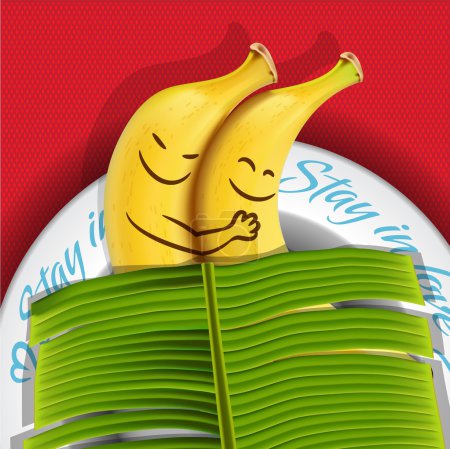 Funny sleeping bananas on a plate