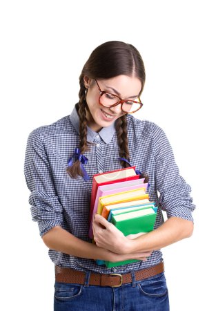 teen girl with  books