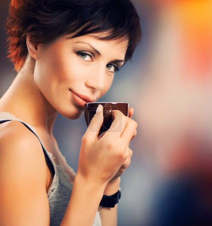 Beauty Girl With Cup of Coffee